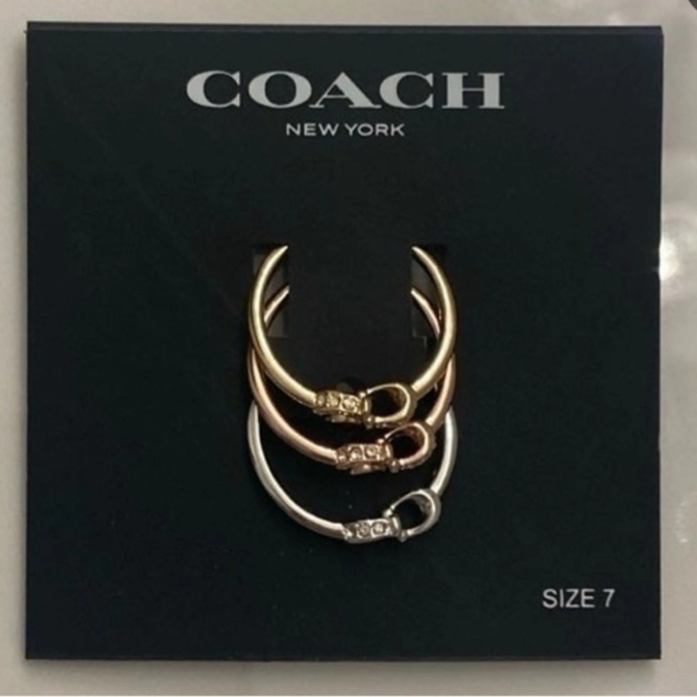 Coach 3-Piece Stackable Pave Ring Set, (NWT)